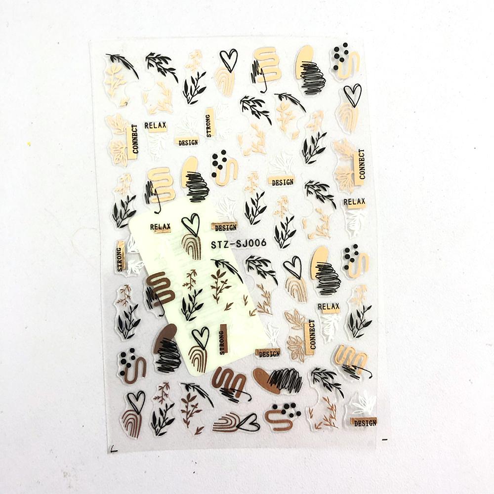 Linie abstractă Autocolante de unghii DIY pentru femei Fete Decoratiuni de artă pentru unghii Rose Gold Spring Slidere 3D pentru manichiură Autocolante