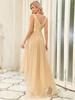 European Plus Size Sequin High-Low Evening Gown, Deep V Mesh New Year's Eve & Bridesmaid Dress 2026