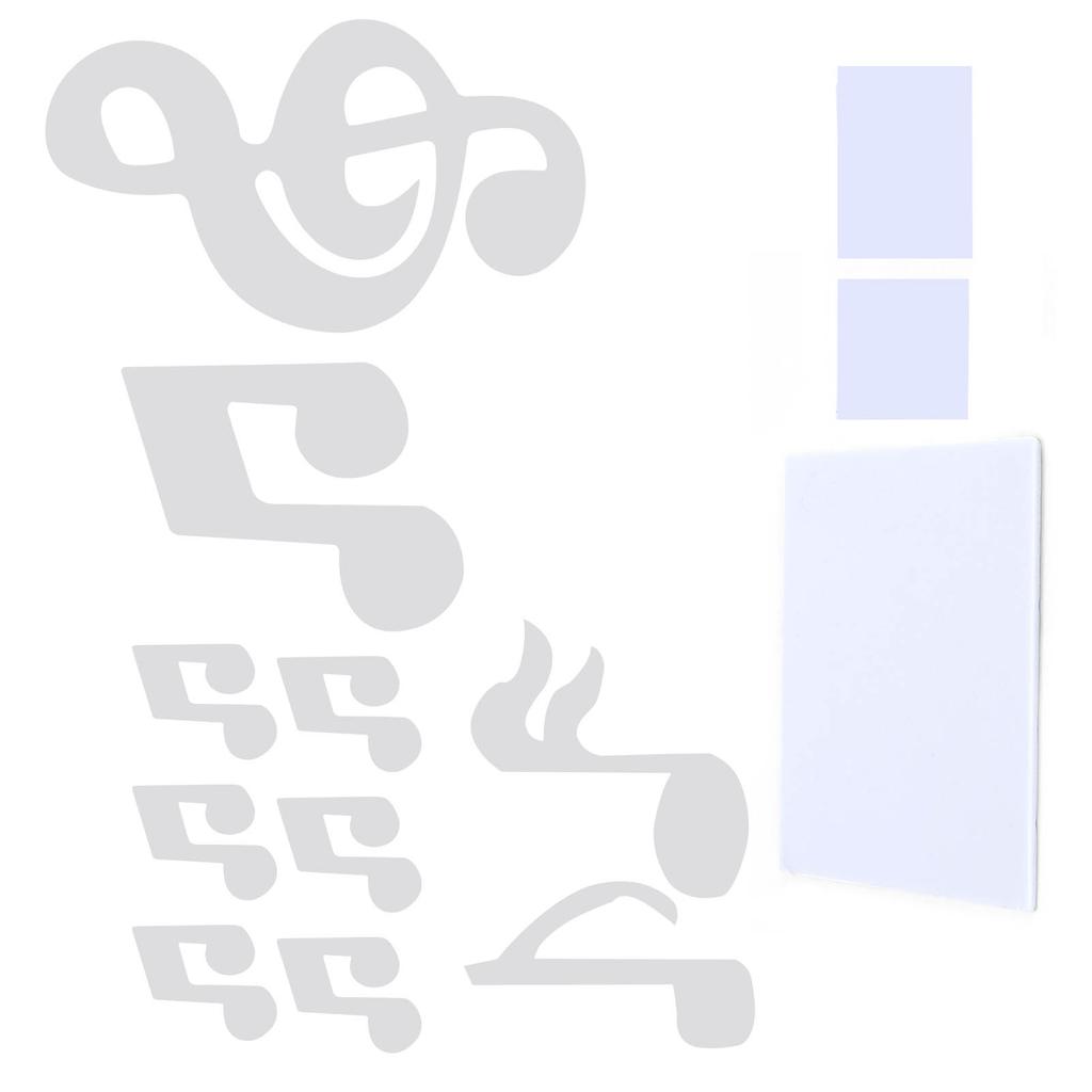 Music Note Wall Sticker DIY Innovative Embossed Decals Home Bedroom Background DecorationSilver