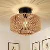 Hand-woven Natural Bamboo Ceiling Chandelier Hanging Lamp Rattan Fixture Weaving Home Living Room Decor Ceiling Pendant Light