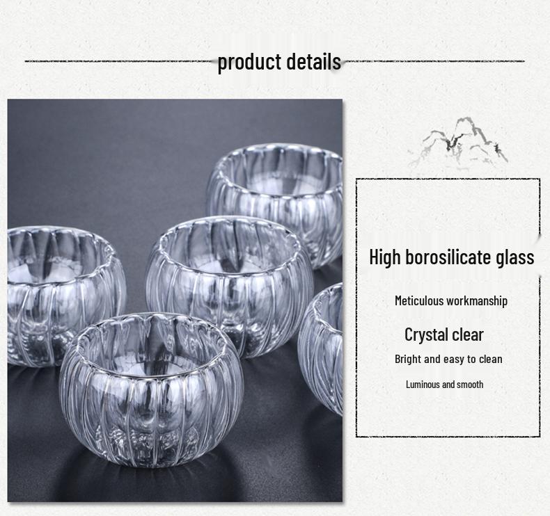 Double-Layer Heat-Resistant Glass Tea Cup with Handle for Kung Fu Tea