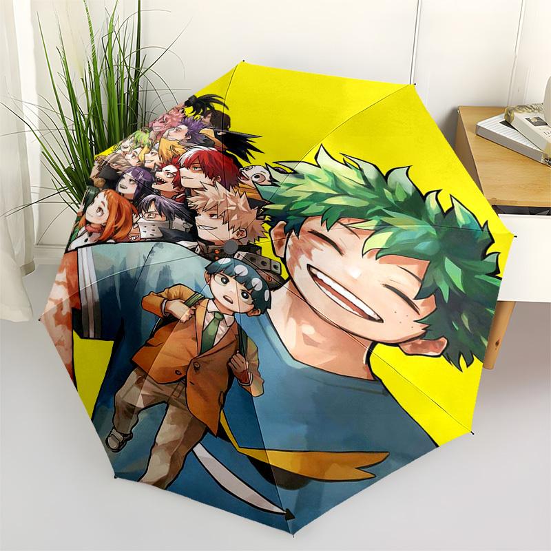 

1pc Boku no Hero Academia Characters Auto-Folding Umbrella, Portable 3-Fold Design with Iron Frame, Perfect for Outdoor Use, Travel, Daily Life, and G