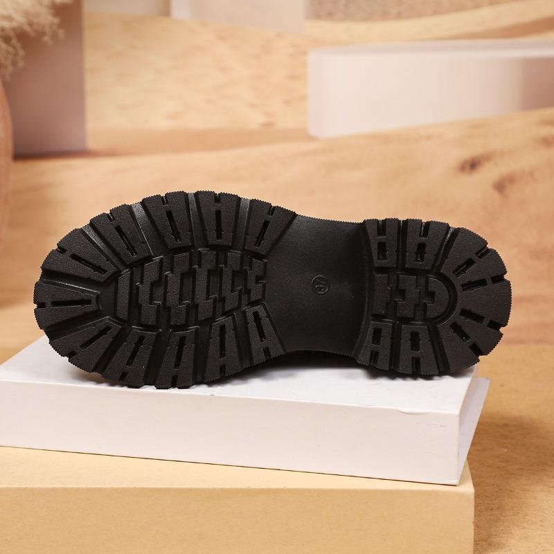 Women's Loafers Round Toe Platform Sole Square Heel Butterfly-knot Shoes  Fashion All-match Plus-size Spring Autumn Single Shoes