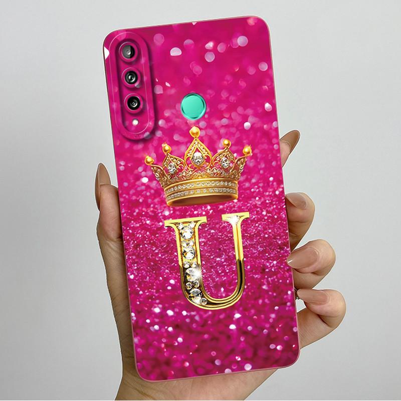 For Huawei Y7p P40 Lite E ART-L28 ART-L29 Fashion Initial Letter Couple Phone Case Y7P 2020 Soft Silicone TPU Protective Casing