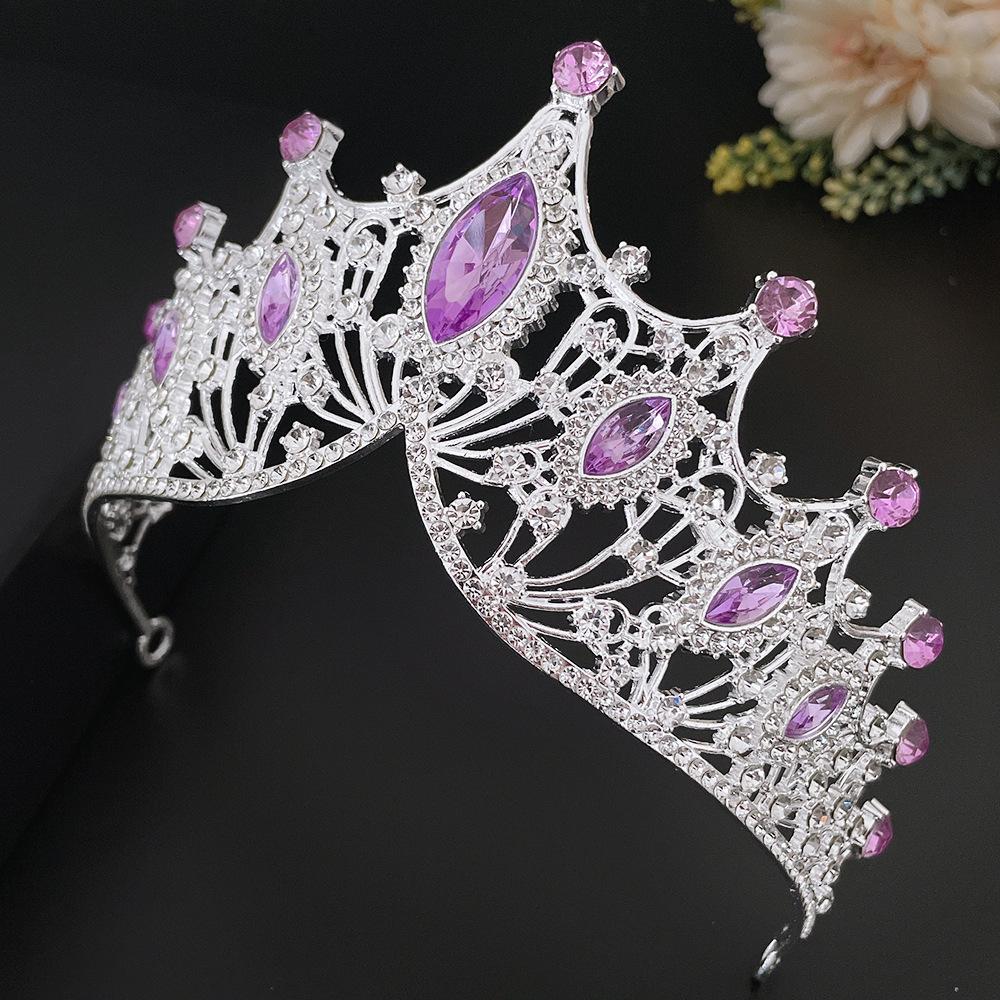 New Violet Rhinestone Bridal Crown Wedding Dress Accessories Bridal Tiara Hair Accessories
