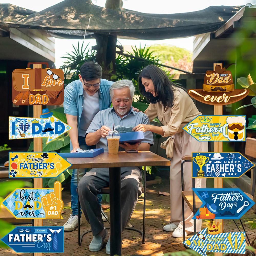 Father Day Themed Paper Wooden Stakes Directional Signs Party Scenes Props Decor
