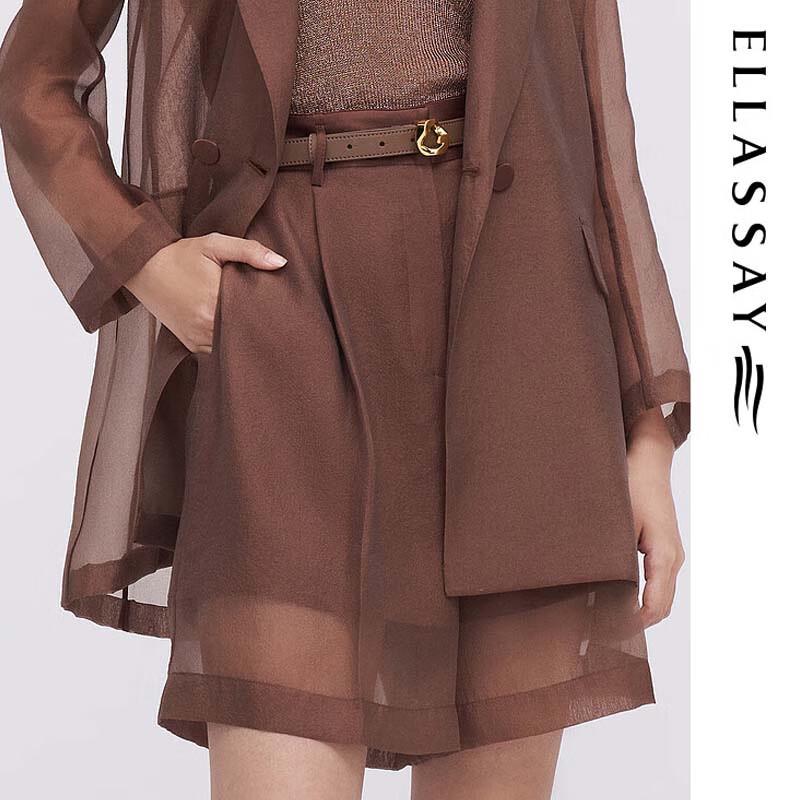 ELLASSAY Women's Textured Draped Short Suit Pants