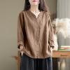 YYFS Damenmode, lässig, Frühling und Herbst, einfarbig, langärmelig, V-Ausschnitt, Blusen und Hemden