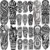 1 Feuille Manchon Complet pour Bras Tatouages Temporaires Pour Hommes Adultes Totem Maori Tribal Manchon Noir Tatouage Autocollant Transfert par Eau Cache-cicatrices