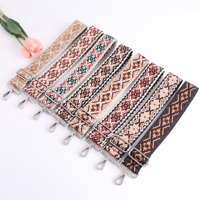 5CM Adjustable Multi-Color Women's Bag Strap - Kaleidoscope Pattern, Wide, Cross-Body