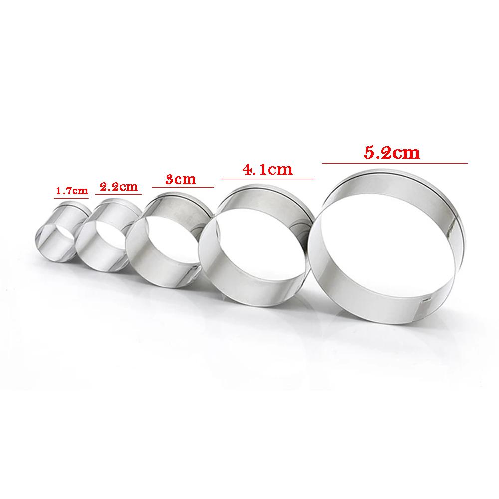 5pcs Cake Cookie Mould Cutter Round Circle Shape Stainless Steel Diy Fondant Mold Tools Kitchen Gadgets and Accessories Tool