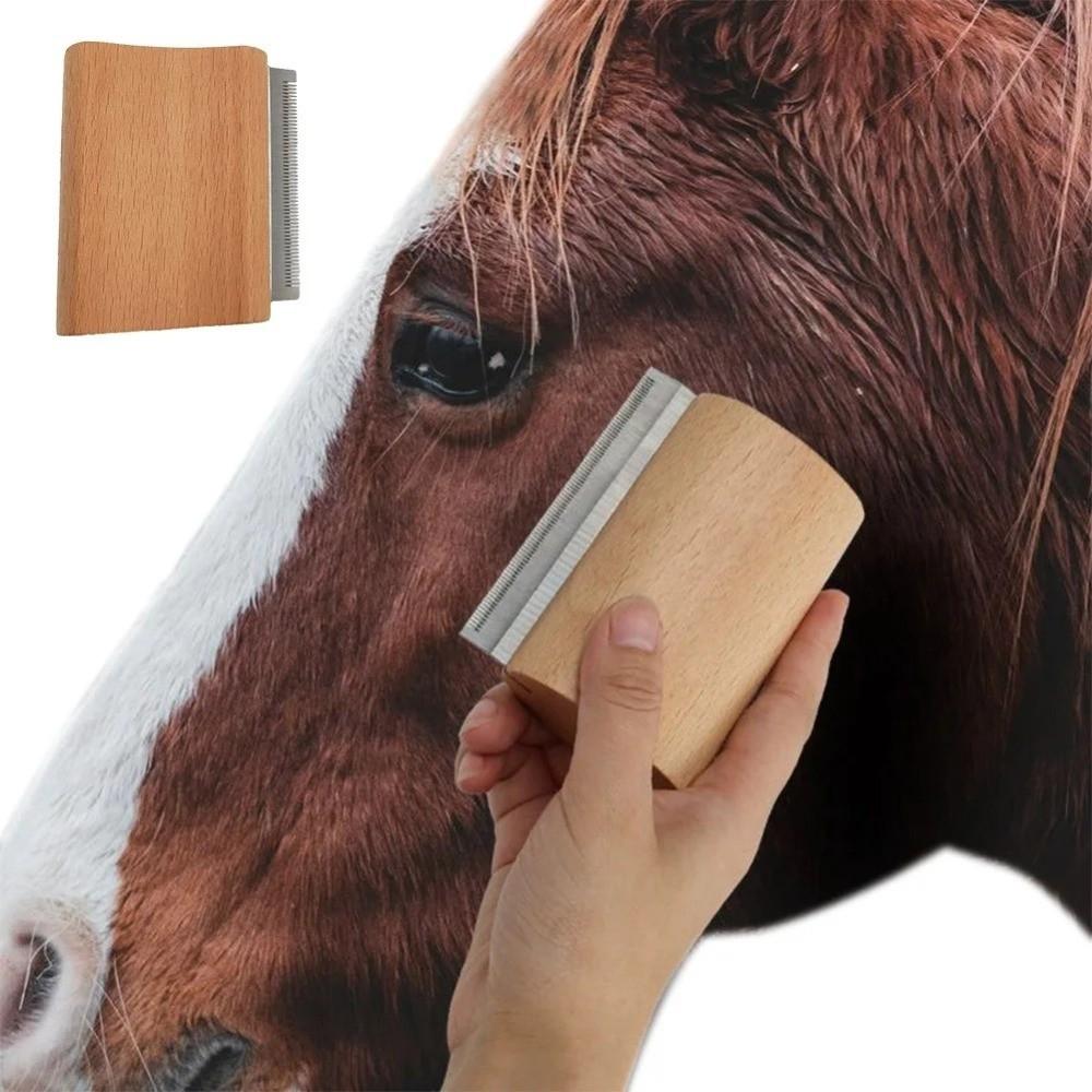 Wooden Handle Pet Hair Removal Comb Stainless Steel Pet Shaver Dog Undercoat Brush  Home Salon