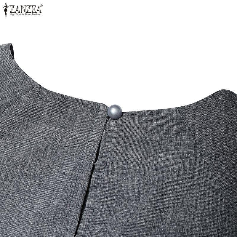 ZANZEA Blusa Feminina Casual de Renda com Gola Redonda e Meia Manga