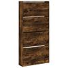 Shoe Cabinet with 4 Doors Smoked Oak Finish 80 x 21 x 163.5 cm