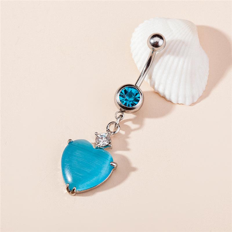 

Европейские и американские новые продукты из кошачьего глаза, камня, персикового сердца, сверления пупка по часовой стрелке, вермикулита, длинный кулон, кулон, пупочные ногти светло-синий