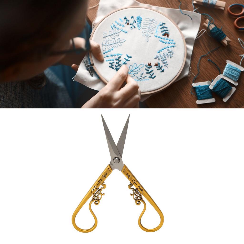 Embroidery Sewing Scissor Vintage Scissor Portable Stainless Steel Retro Scissors for Needlework Crochet
