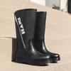 New High Tube Rain Shoes Women's Water Shoes Fashion Rain Boots Outdoor Rubber Shoes Fleece Thickened Non-slip Water Boots