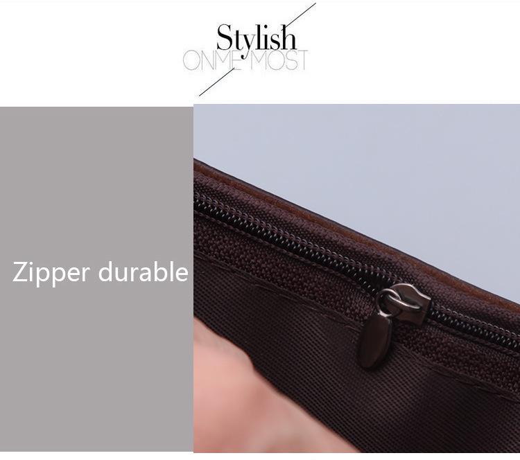 Men's Canvas and Leather Short Wallet with Zipper, Coin Purse, and Multiple Card Slots