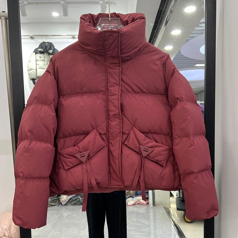 Winter new stand-up collar down jacket women's short casual fashion thickened bread jacket white duck down jacket tide