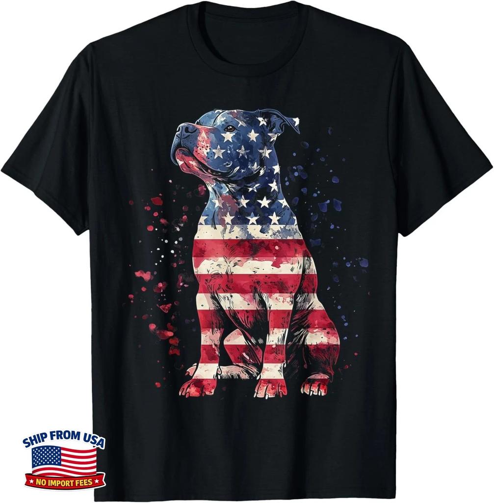 Patriotic Pitbull American Flag 4th of July Dog Pitbull Dad Gift Unisex T-Shirt