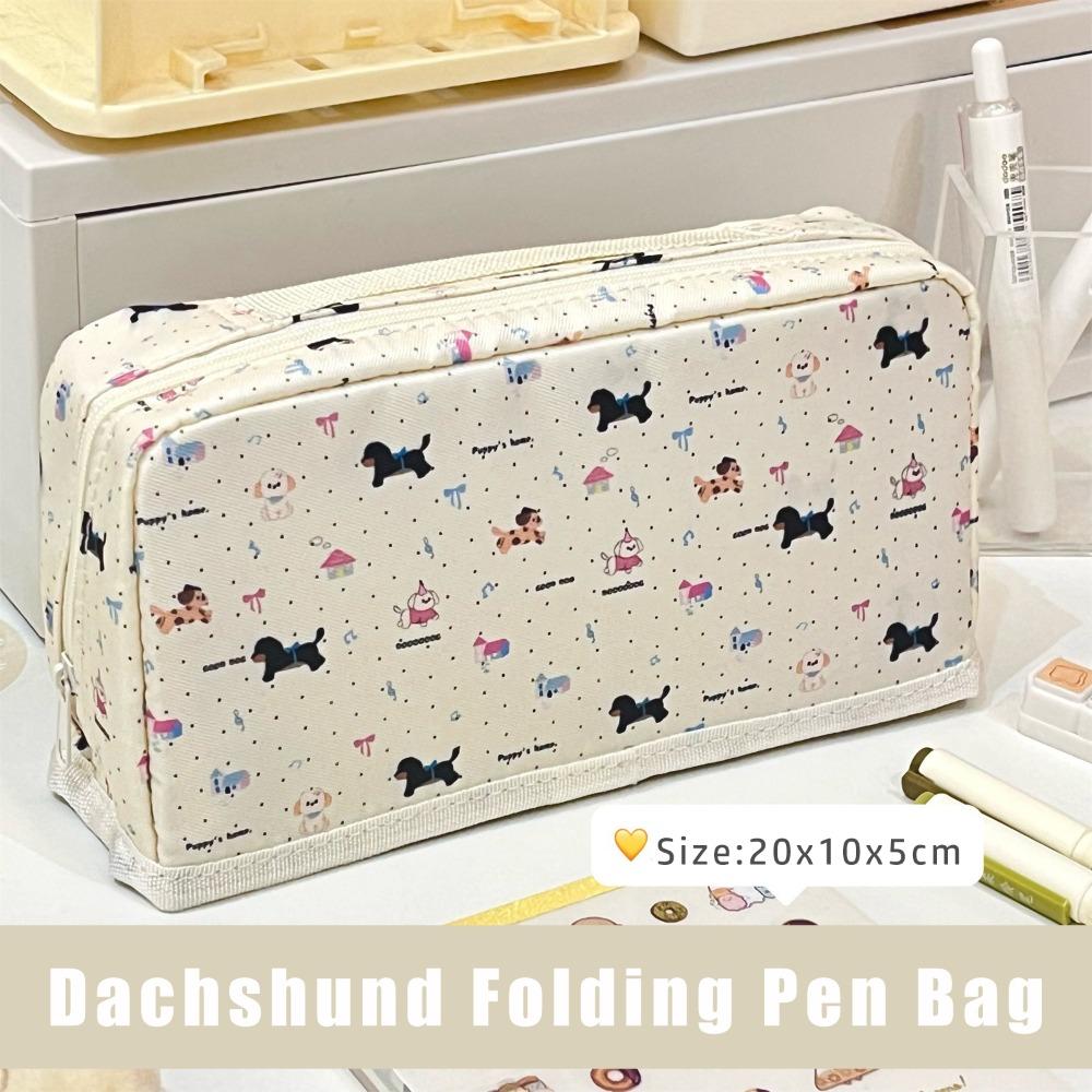 

Многослойный пенал Такса Сумка для канцелярских товаров Высококачественная сумка для ручек Снова в школу Dachshund-02