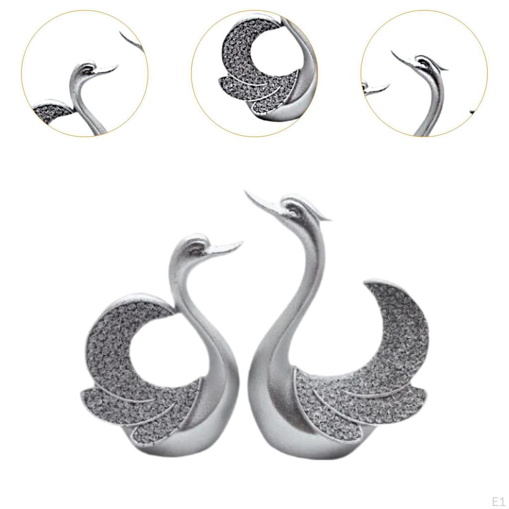 2 Stycken Svanstatyer Djurfigurer Kreativa Festfavörer Valentinsskulpturer Hartsdekorationer