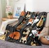 All-Season Flannel Throw Blanket with Cute Cartoon Dog - Soft, Warm & Comfortable, Great for Sofa or Bed, Multi-Colored Variant
