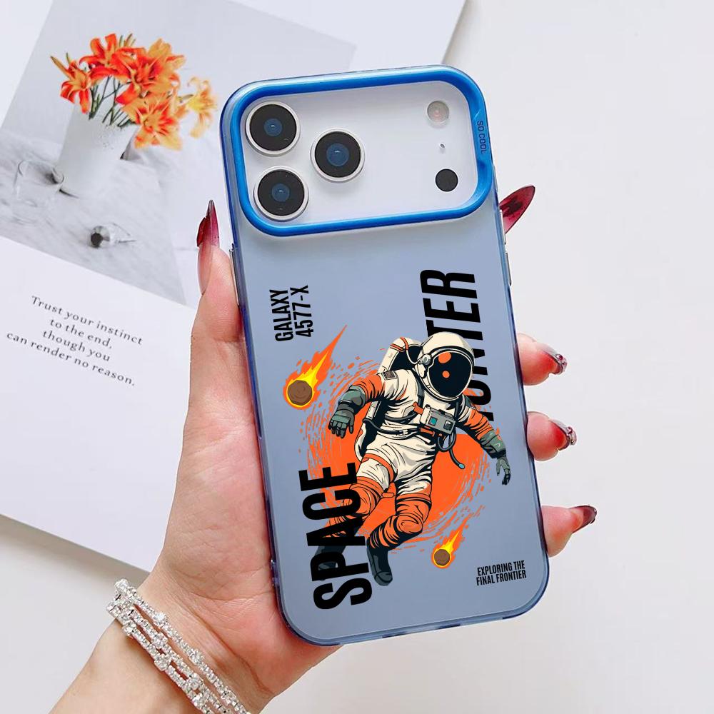 Cool Astronaut Cartoon Phone Case For iPhone 17 16 15 14 13 12 11 Pro Max Air Matte Laser Aurora Shockproof Funda