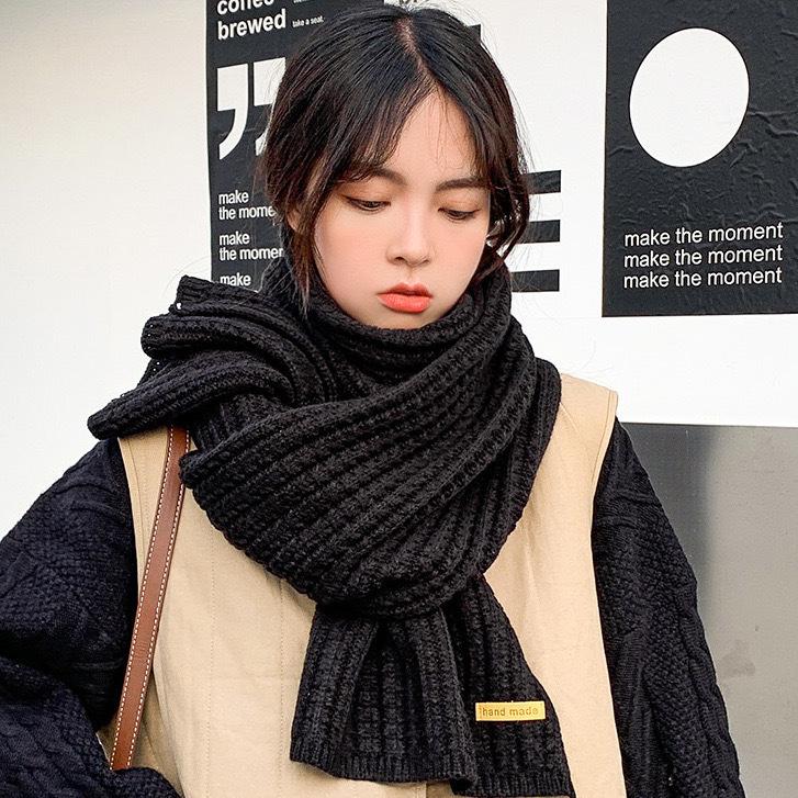 Korean Style Double-Sided Plaid Neck Warmer Scarf – Extra Long & Thick for Couples and Women