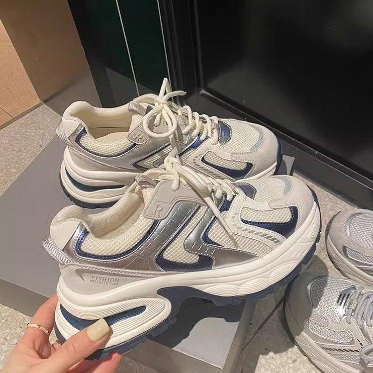 

Модная обувь женская сетчатая дышащая 2024 новые женские кроссовки на платформе Daddy Shoes повседневные кроссовки женские 40 синий