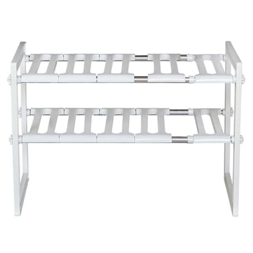 Fkstyle Kitchen Storage Rack, Under-Sink, Extendable, 2-Tier, Sliding, Height Adjustable, Easy Assembly, Sink
