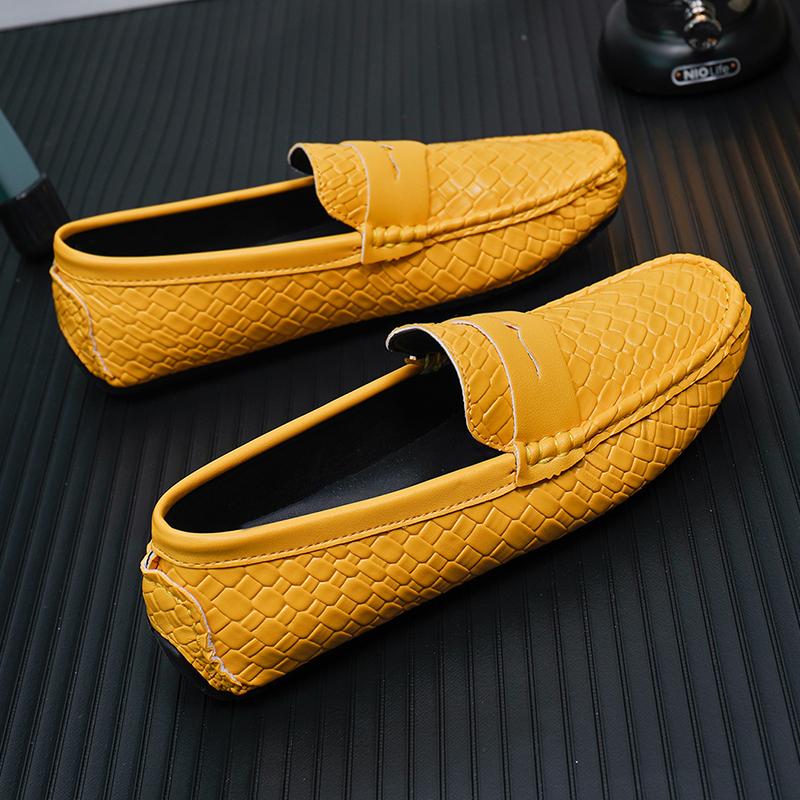 Herren Mokassins Loafer Fahrschuhe Komfort Leder Flats Lässige Slipper Übergröße Farbe Blau Erbsenschuhe Übergröße