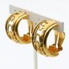 Used CHANEL Earring Open Logo Half Hoop Metal 11.4g Gold Gold Plated