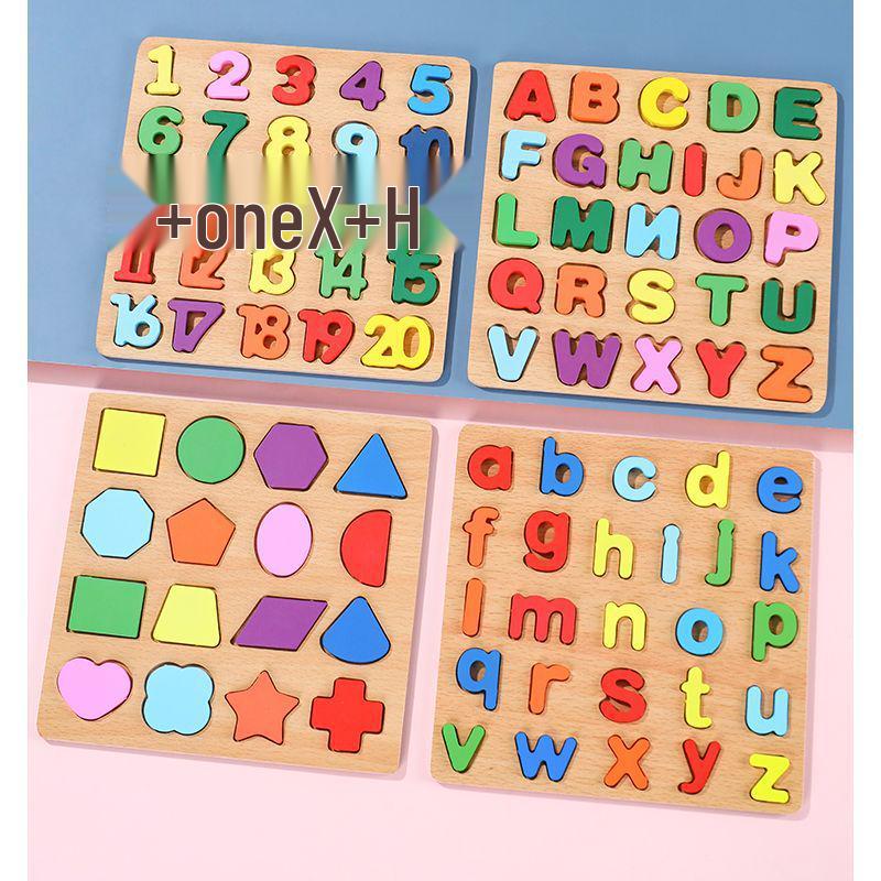 Building Blocks Puzzle for Number & Letter Recognition, Educational Toys, Hand-Grip Board for Children 2 Years and Up.