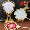 Brocade Pearl Fan: Handmade Heritage Chinese Round Fan for Mid-Autumn Festival Gifts