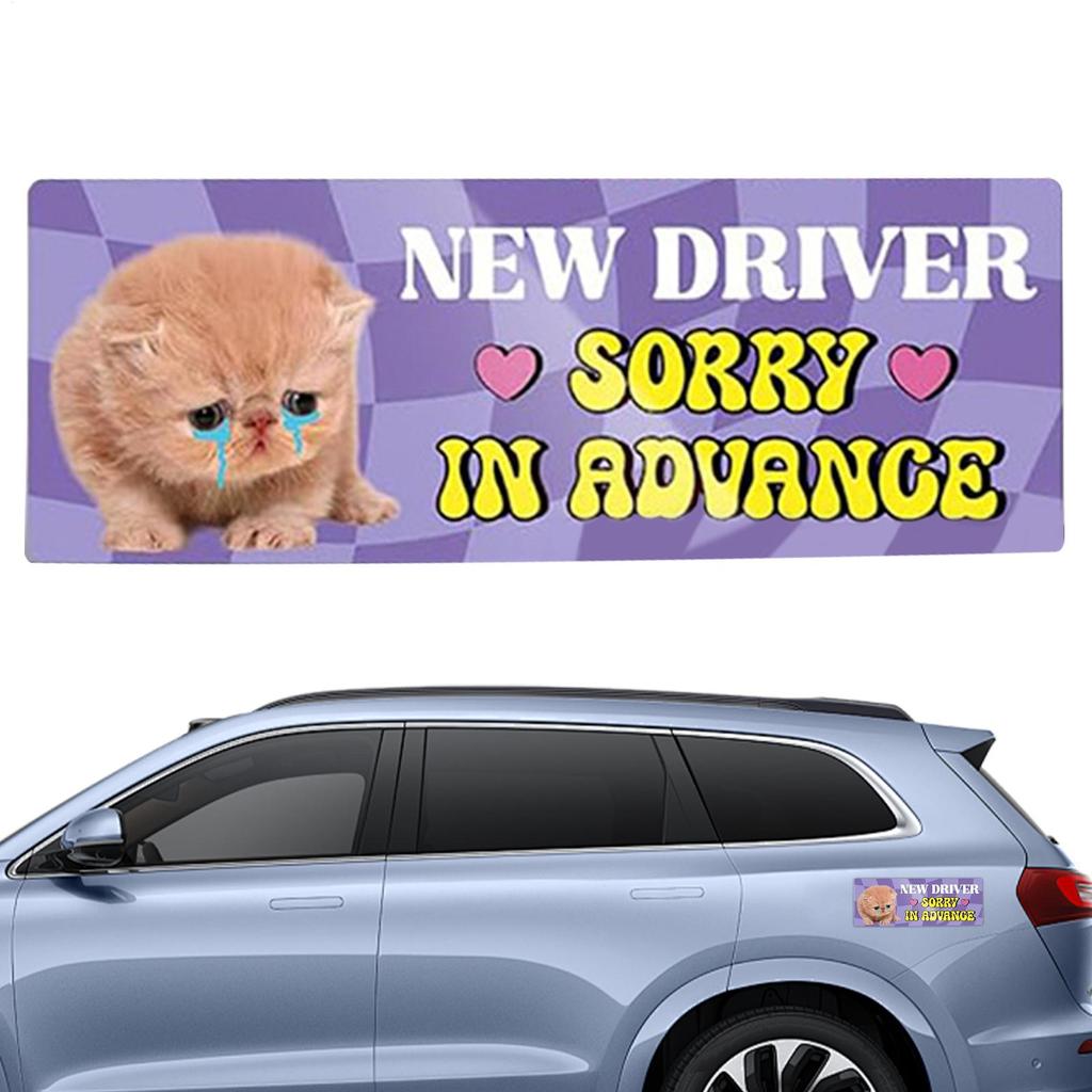 Cute Hamster Cat New Driver Sticker Reusable Magnetic Decal Funny Helpful Animal Design For Driving Practice Safety Training