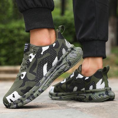 Herren Camouflage Laufschuhe Leicht Ultra Bequeme Mesh-Sneaker Trendiger Camo-Print Outdoor-Abenteuer Wanderschuhe