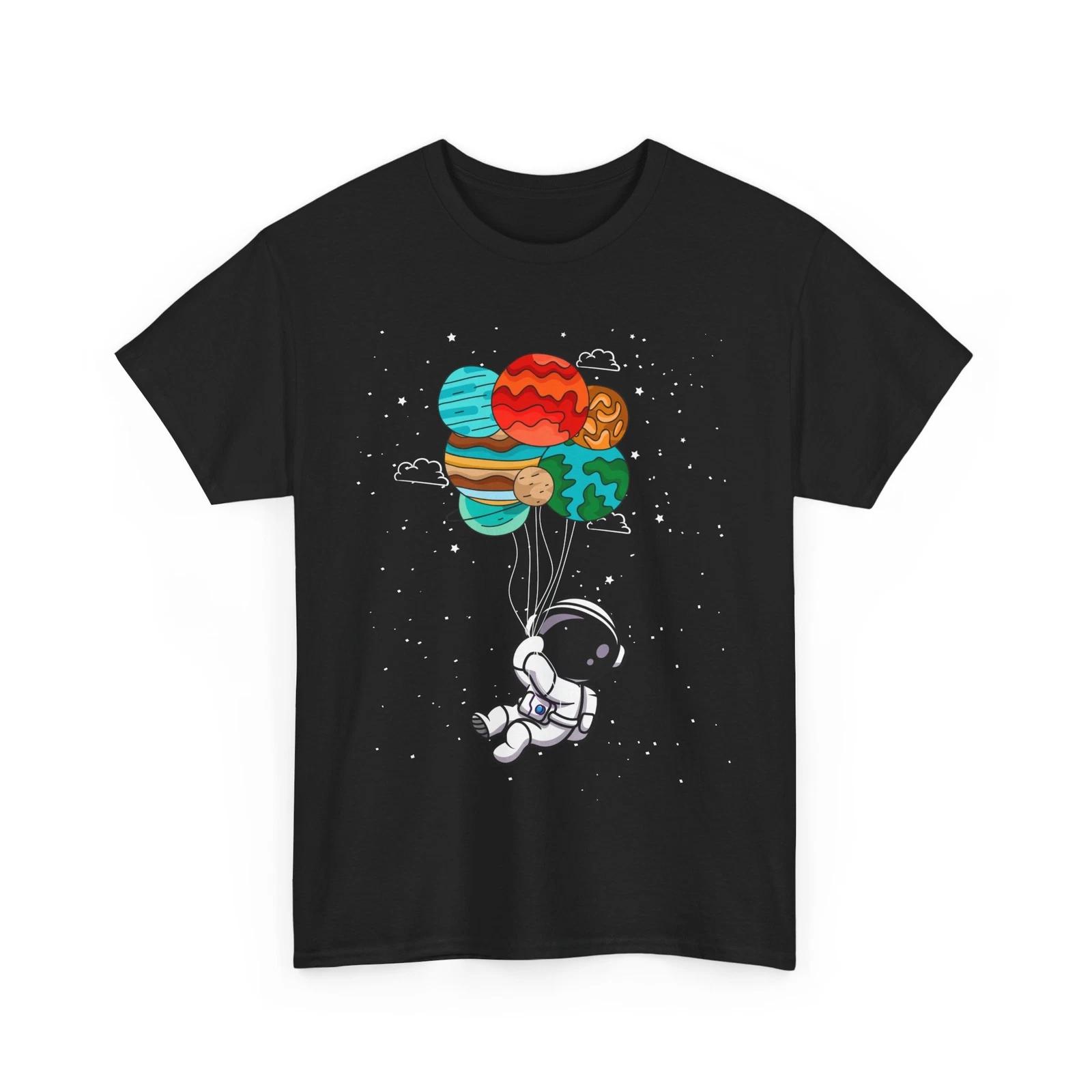 Astronauts Shirt, Spaceman with Planets Space Astronomy Lovers T-shirt L