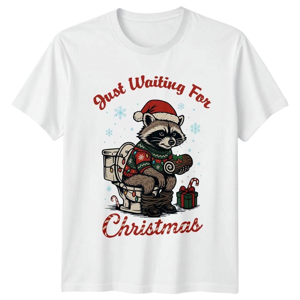 Just Waiting For Christmas Raccoon Holiday Graphic Tee Unisex Unisex Unisex S