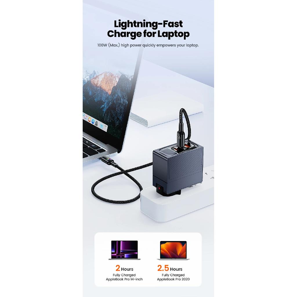 Toocki LED Light USB C to Type C Cable for iPhone 15 Pro Samsung 1/2/3/5Pack TPE 100W Fast Charging USB C Data Cord for Oneplus