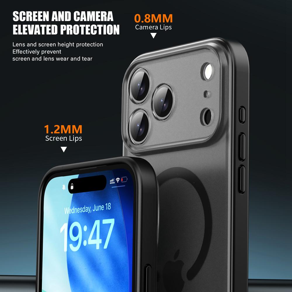 KEYSION Translucent Matte Case for MagSafe for iPhone 17 Pro Max Soft Silicone+PC Wireless Charging Shockproof Phone Back Cover