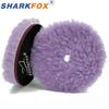 Sharkfox 5/6 Inches Wool Polishing Disc DA Polisher Pads Lambs Wool Polish Pad Car Beauty Buffing Buffer Self-adhesive
