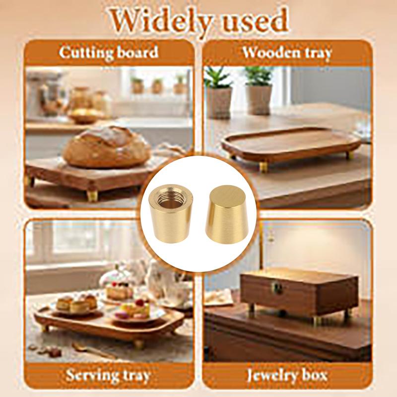 Brass Cutting Board Stabilisers Non Slip Waterproof Feet Pads Easy Install for Kitchen Chopping Board Jewelry Box Furniture Upgrade