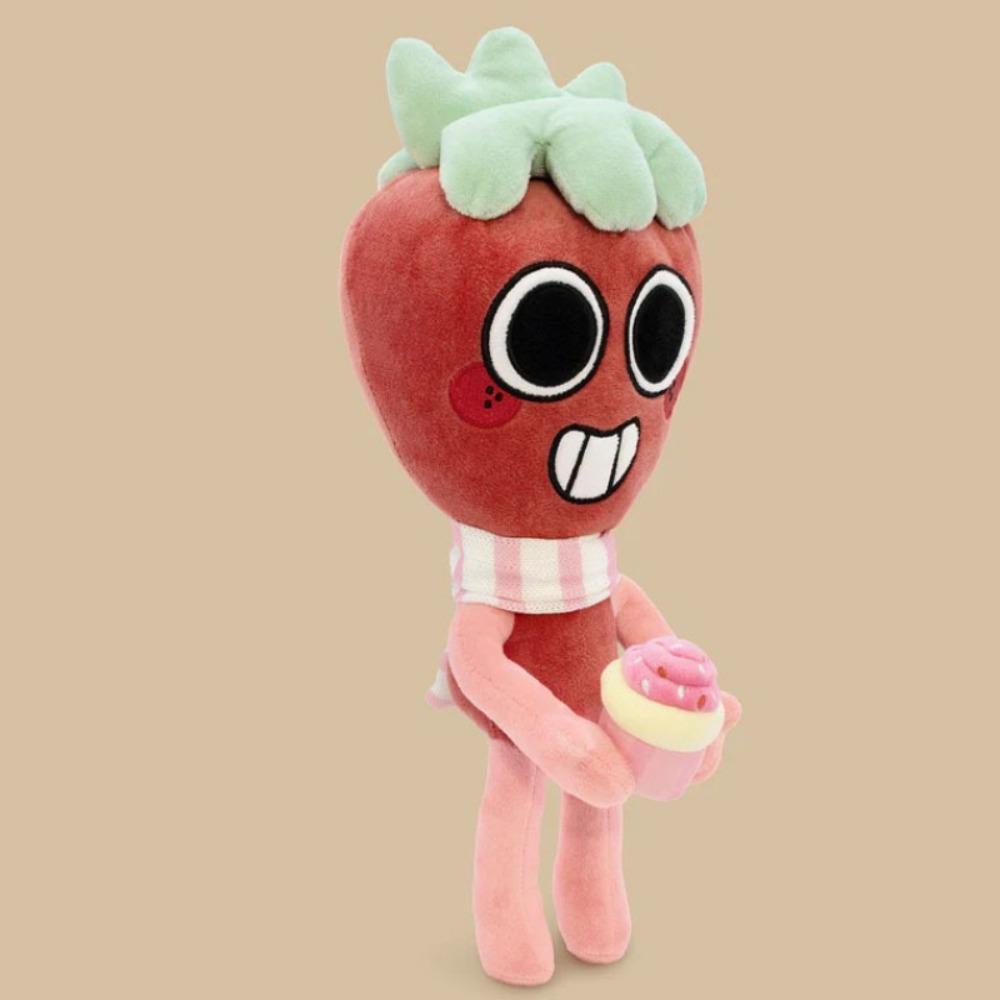 Yeni Dandy'nin Dünyası Filiz Peluş Oyuncak Çilek Karakteri Pembe Beyaz Eşarplı Yumuşak Dolgulu Bebek Cupcake Tutuyor Çocuk Hediyesi ve Hayran Koleksiyonu İçin