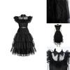 Wednesday Addams Kids Dress Cosplay Costume Party A-shaped Tiered Skirt