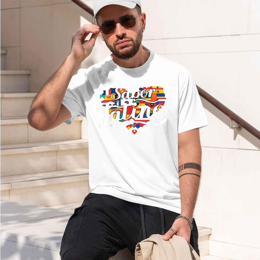 Sabor Latino Latin Flavor Hispan Heritage Tshirt Unisex Summer Streetwear Vintage Clothes Camiseta Hombre 2026 New Model Short