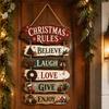 2D Flat 2D Wooden Door Sign Christmas Rules Xmas Hanging Ornament  Holiday Gift