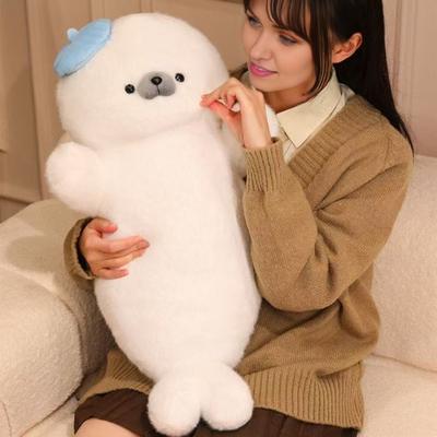 Mühür Peluş Bebek Yumuşak Dolgulu Hayvan Yastığı Uyku ve Kaygı Giderici İçin 70cm Sevimli Sarılma Oyuncağı Çocuklar Yetişkinler İçin Yatak Kanepe İçin Uzun Vücut Yastığı