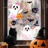 Removable Holiday Decor 2 Sheets Halloween Cartoon Ghost Window Cling, Spooky Decorative Reusable Cling Glass Sticker, Waterproof Static Decal