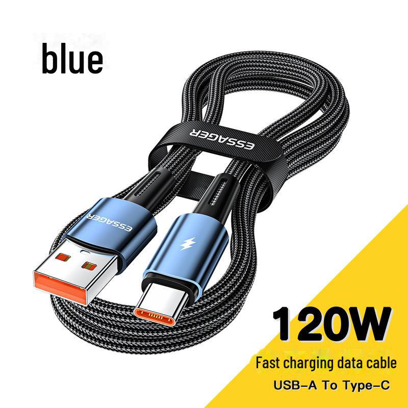 

ESSAGER 120W Super Fast Charging Cable for Apple, Huawei, Xiaomi 6A Devices Blue